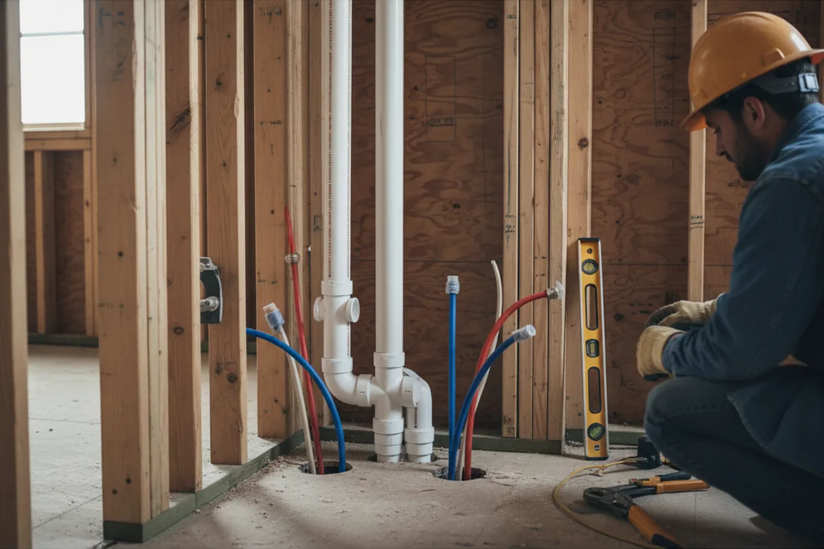 Drain and supply rough-in during Drain Cleaning in Simpsonville